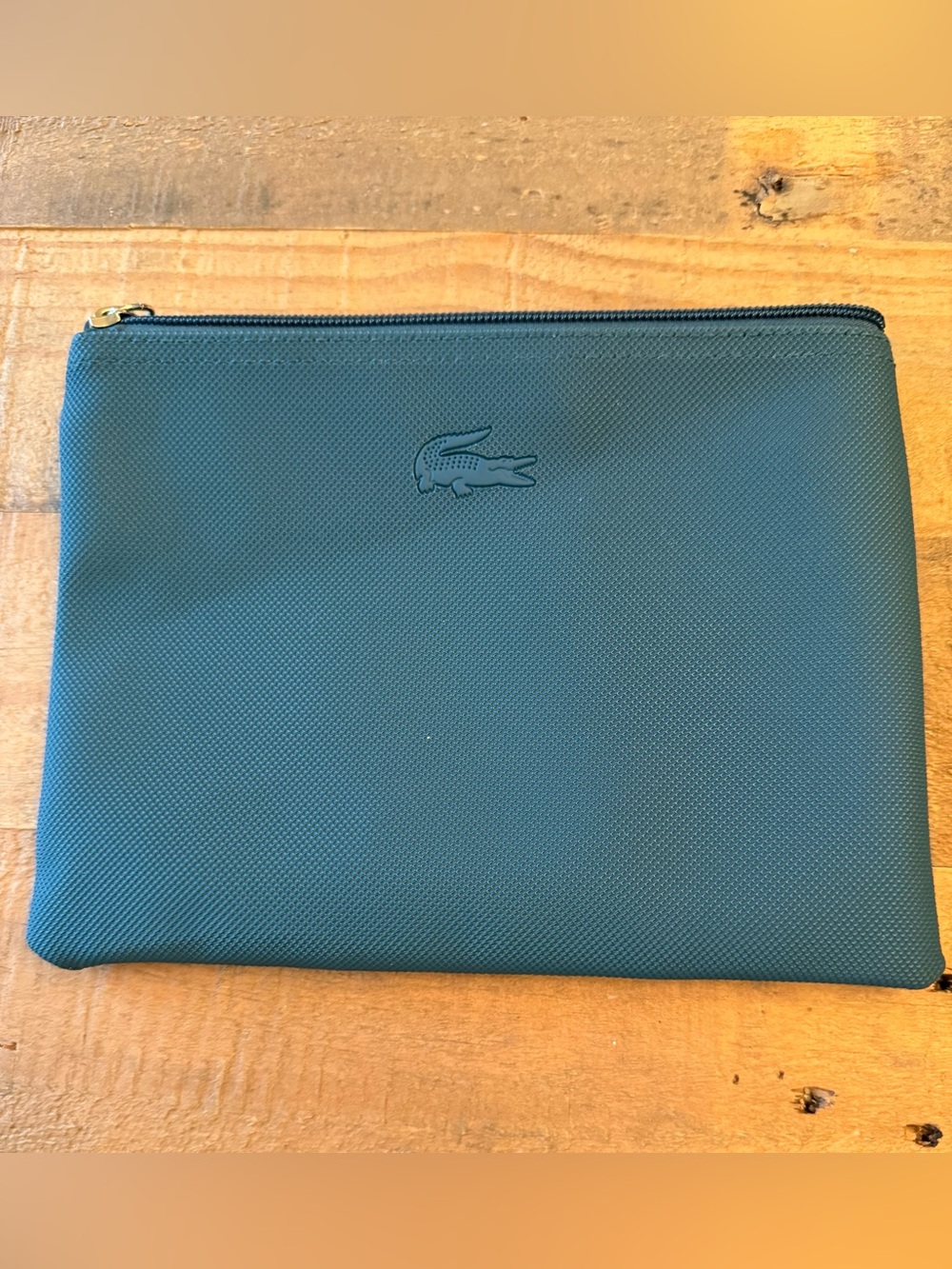Lacoste Men's Teal Textured Zip Toiletry Pouch